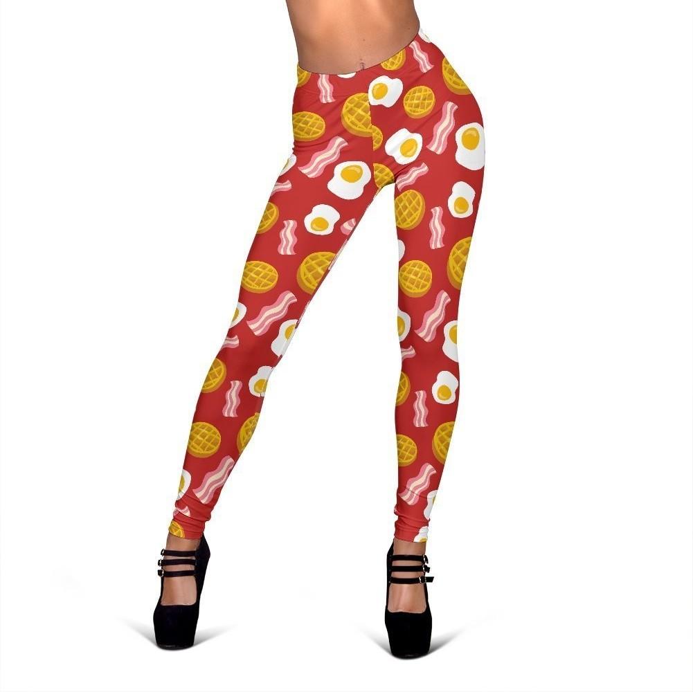 Bacon Egg Pancake Pattern Print Women Leggings-grizzshop