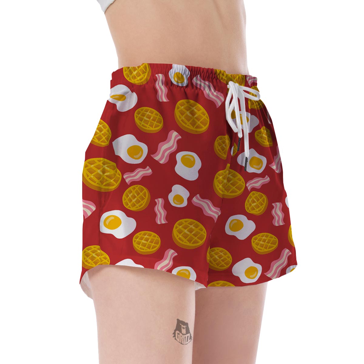 Bacon Egg Pancake Pattern Print Women's Shorts-grizzshop