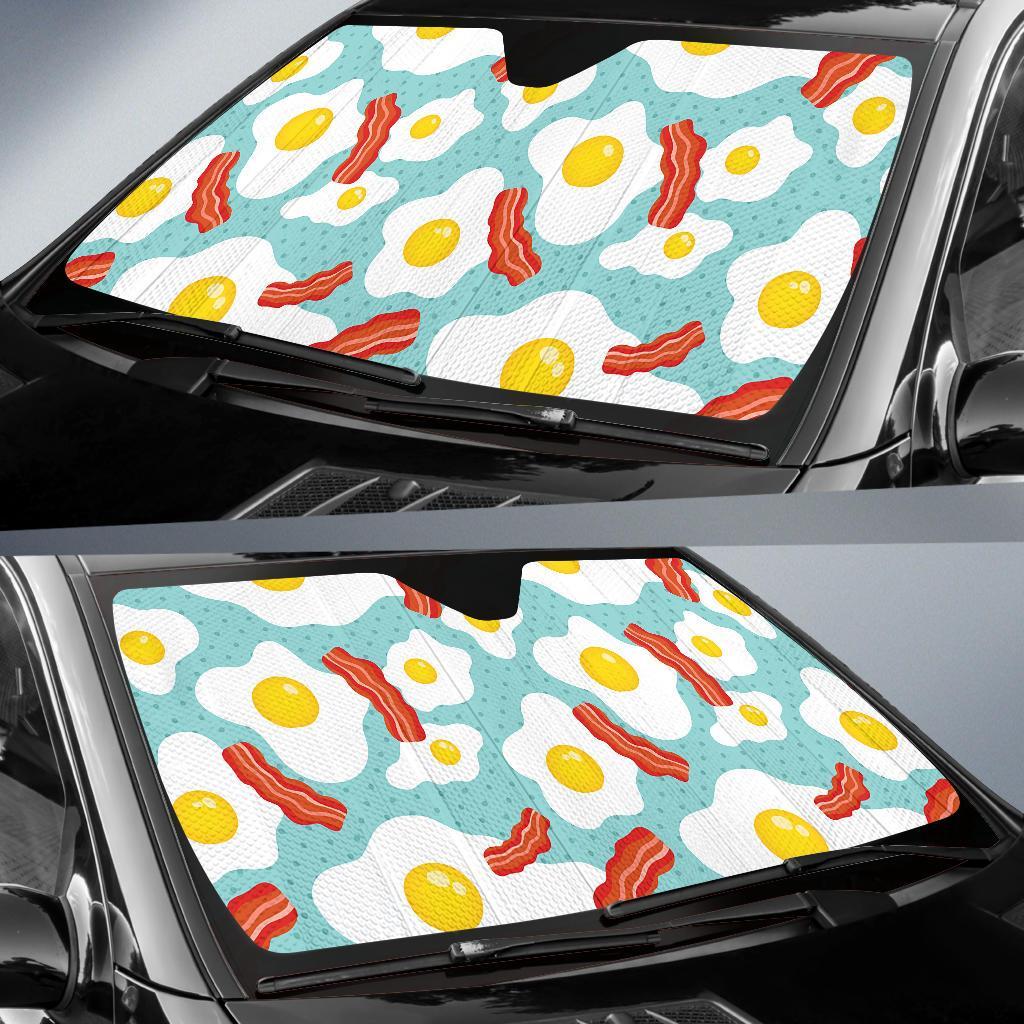 Bacon Egg Pattern Print Car Sun Shade-grizzshop