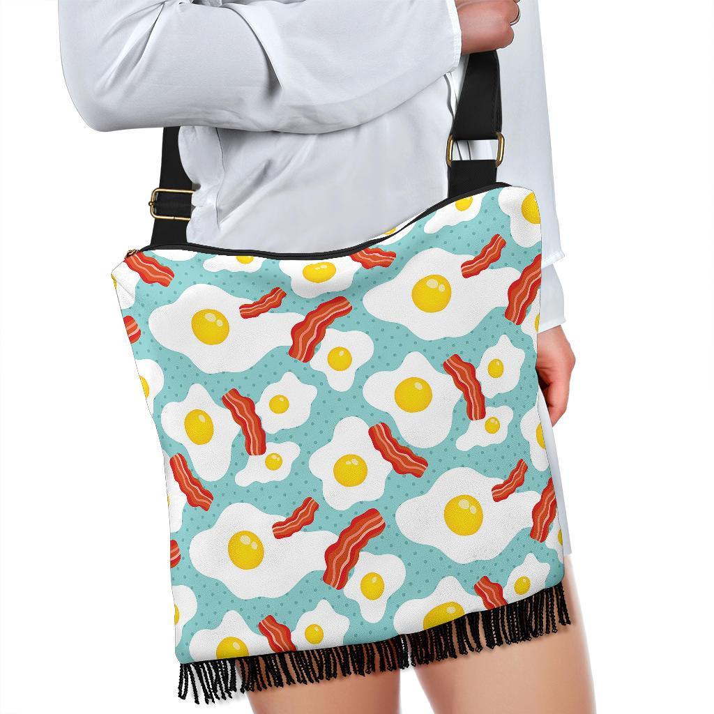 Bacon Egg Pattern Print Crossbody Bags-grizzshop