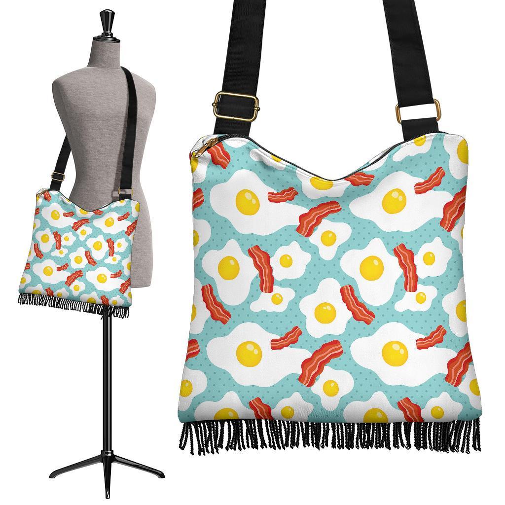 Bacon Egg Pattern Print Crossbody Bags-grizzshop