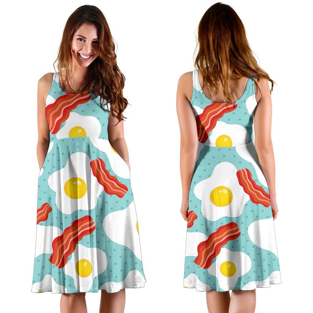 Bacon Egg Pattern Print Dress-grizzshop