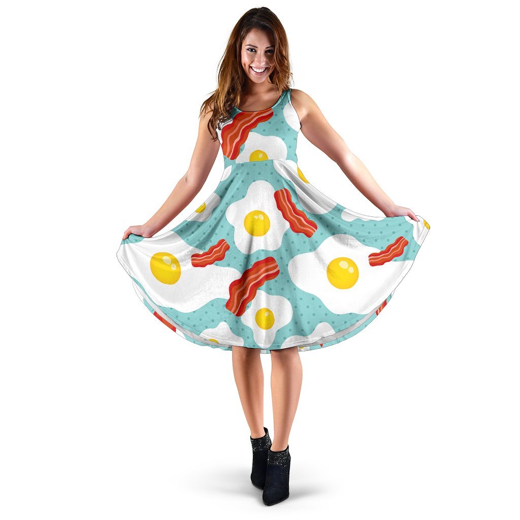 Bacon Egg Pattern Print Dress-grizzshop
