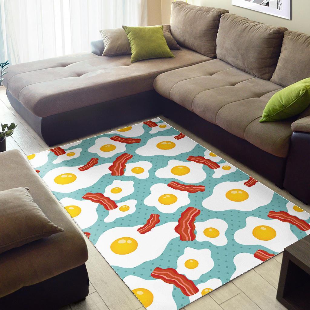 Bacon Egg Pattern Print Floor Mat-grizzshop