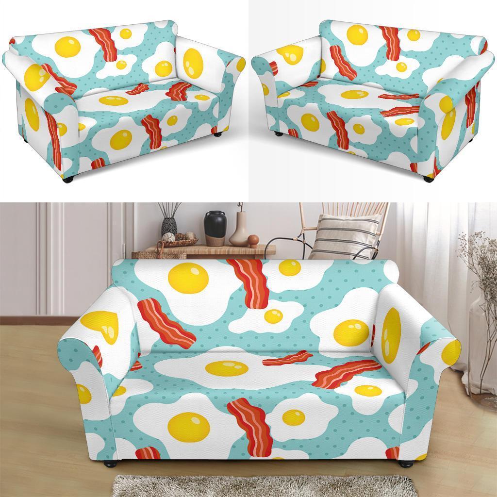 Bacon Egg Pattern Print Loveseat Cover-grizzshop