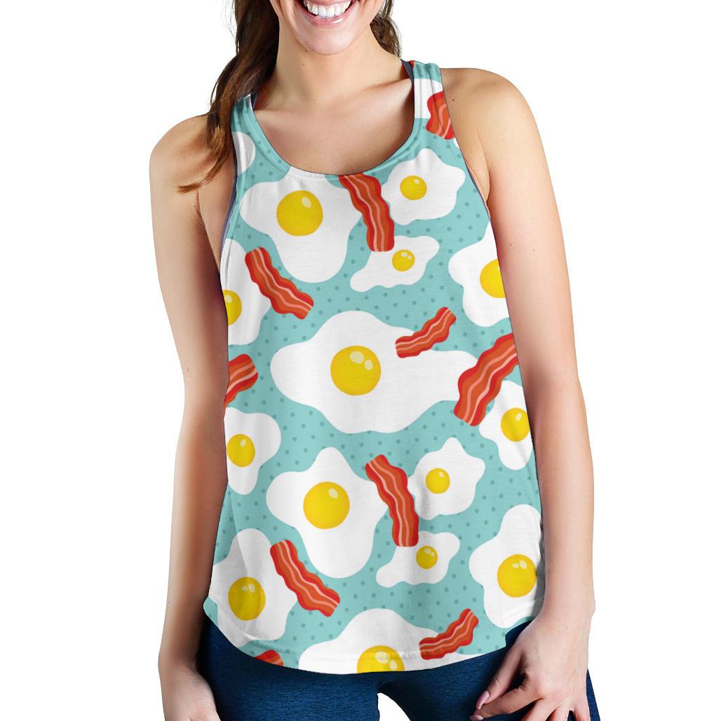 Bacon Egg Pattern Print Racerback Tank Tops-grizzshop