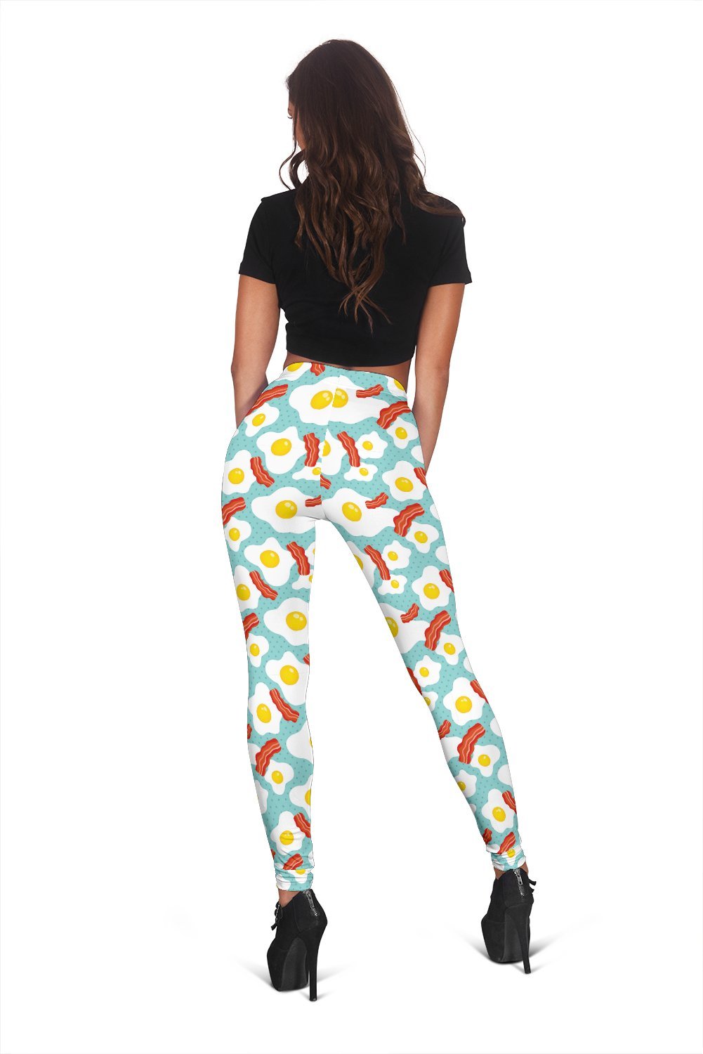 Bacon Egg Pattern Print Women Leggings-grizzshop