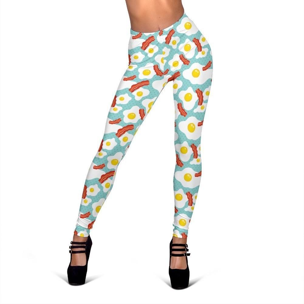 Bacon Egg Pattern Print Women Leggings-grizzshop