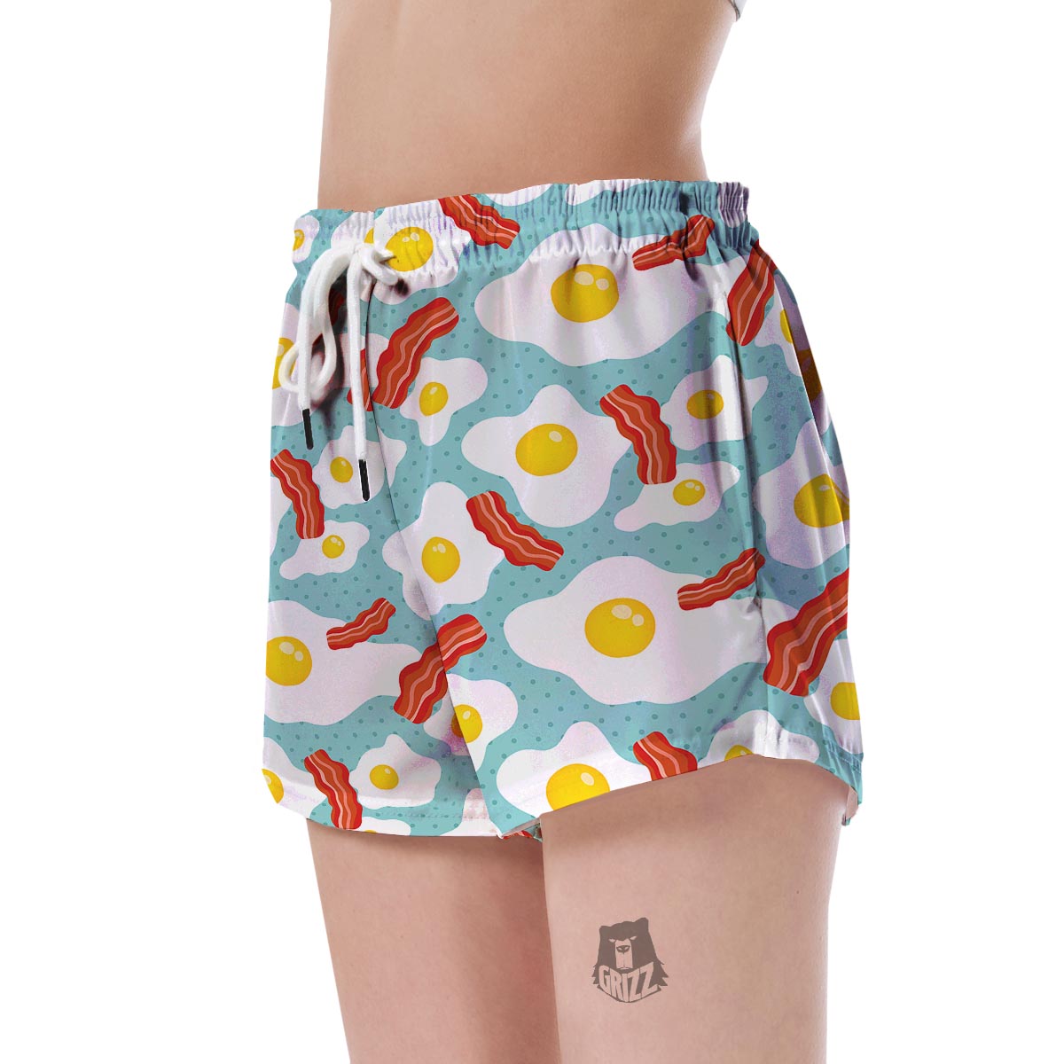 Bacon Egg Pattern Print Women's Shorts-grizzshop