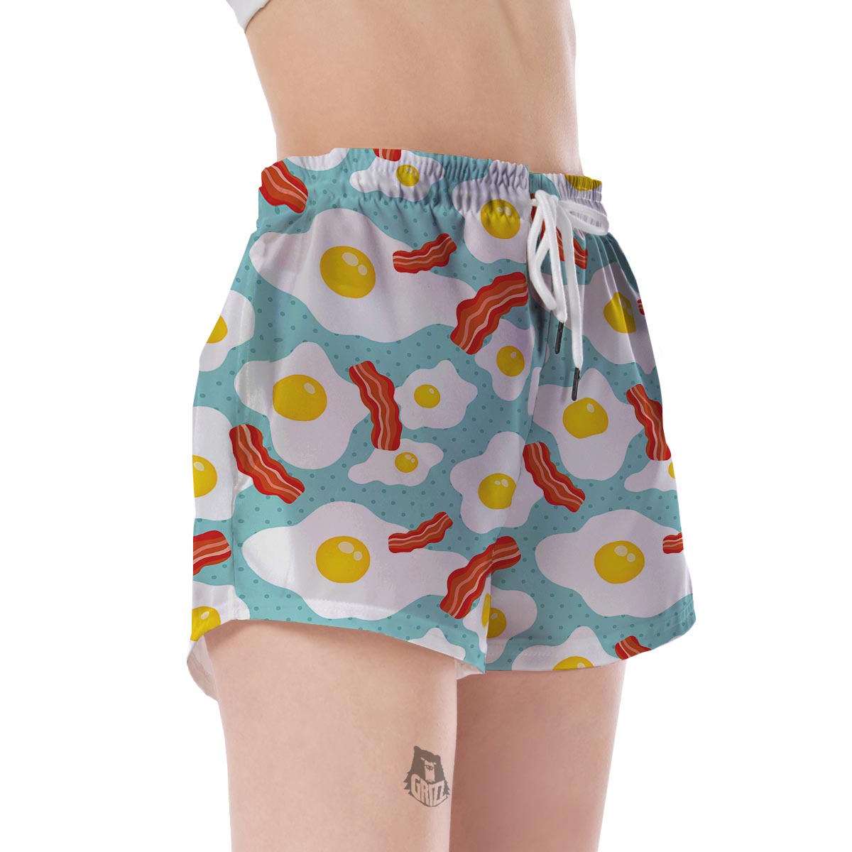 Bacon Egg Pattern Print Women's Shorts-grizzshop