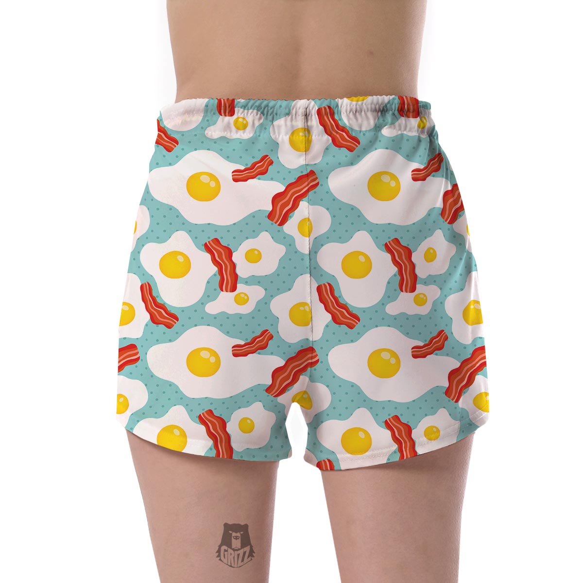 Bacon Egg Pattern Print Women's Shorts-grizzshop