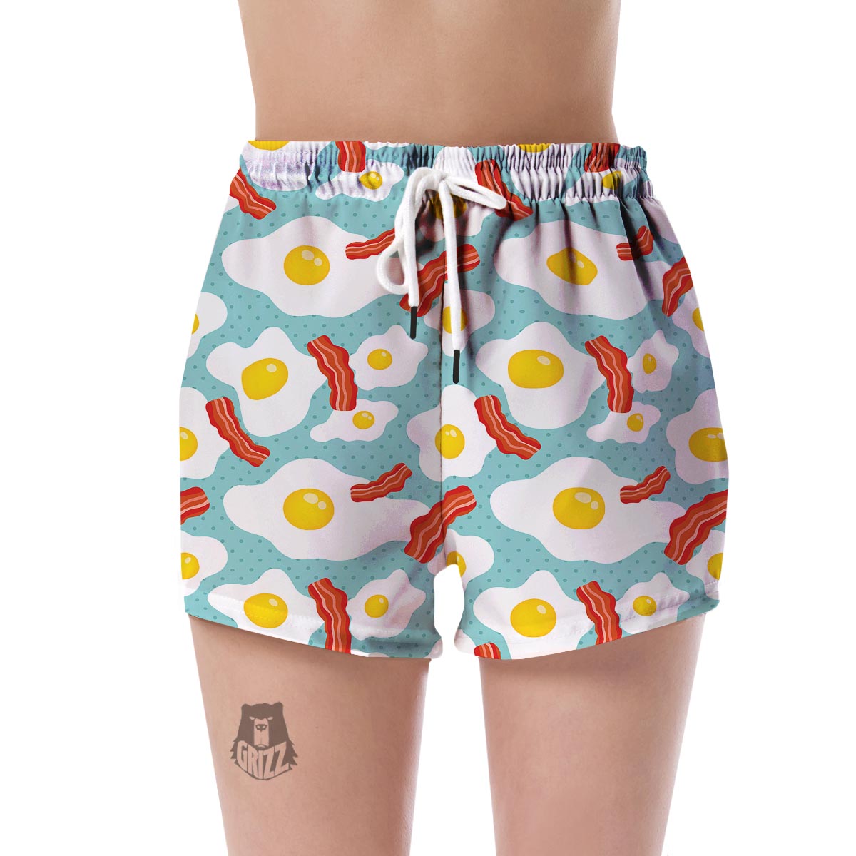 Bacon Egg Pattern Print Women's Shorts-grizzshop