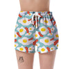 Bacon Egg Pattern Print Women's Shorts-grizzshop