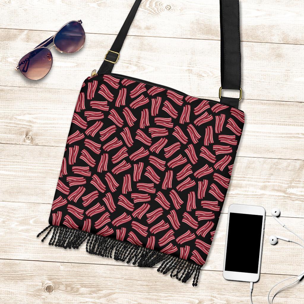 Bacon Pattern Print Crossbody Bags-grizzshop