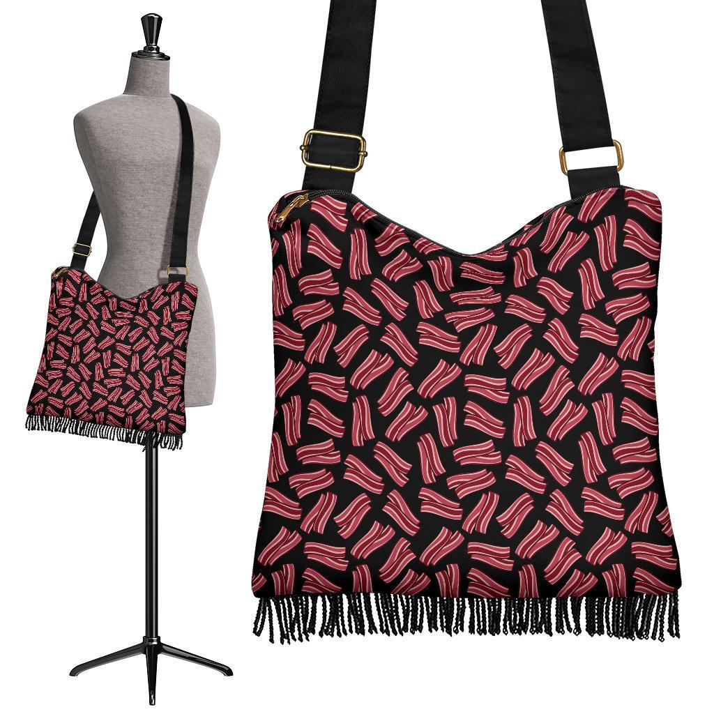 Bacon Pattern Print Crossbody Bags-grizzshop