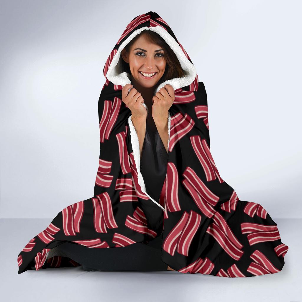 Bacon Pattern Print Hooded Blanket-grizzshop