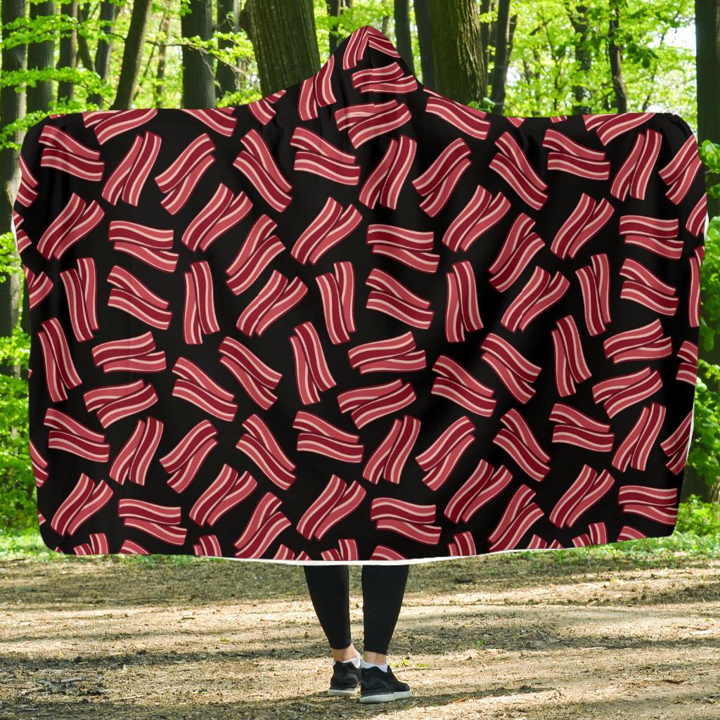 Bacon Pattern Print Hooded Blanket-grizzshop