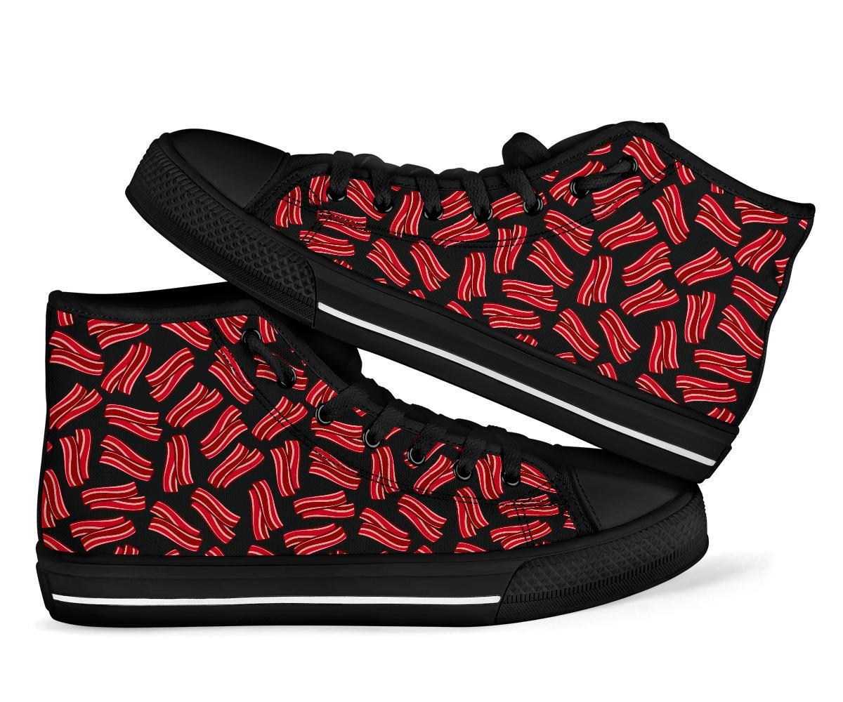 Bacon Pattern Print Men Women's High Top Shoes-grizzshop
