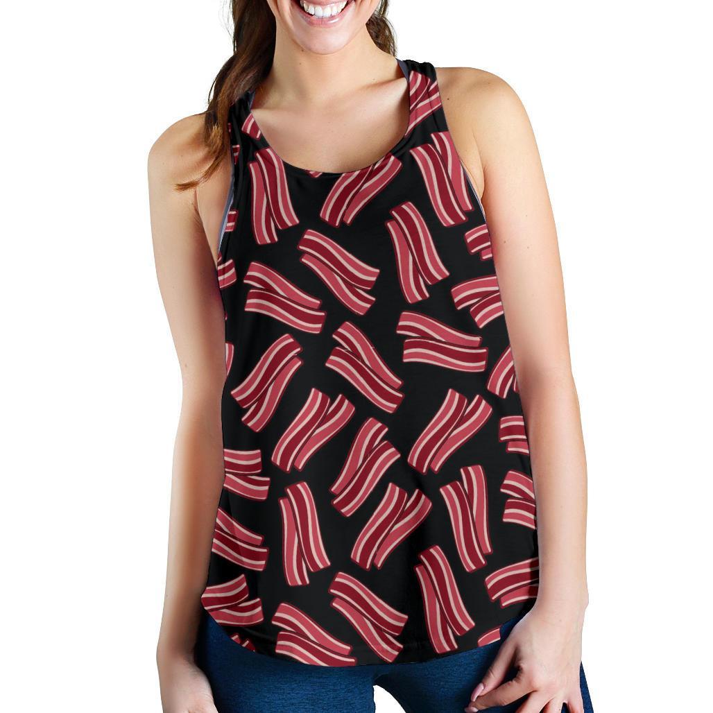 Bacon Pattern Print Racerback Tank Tops-grizzshop