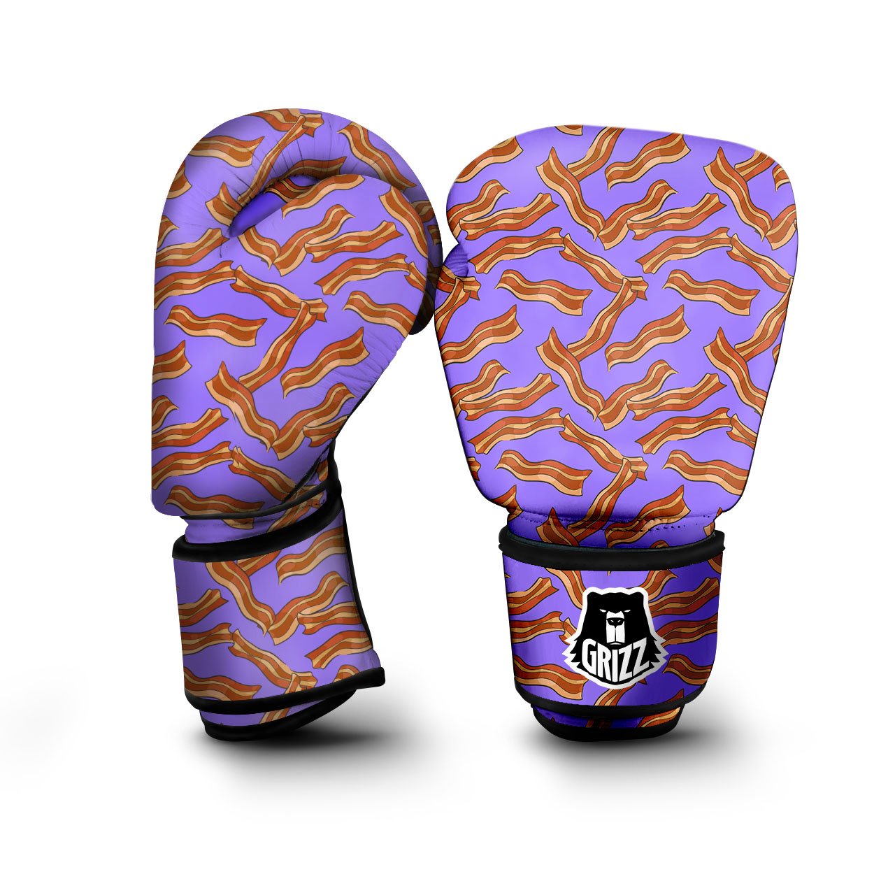 Bacon Purple Print Pattern Boxing Gloves-grizzshop