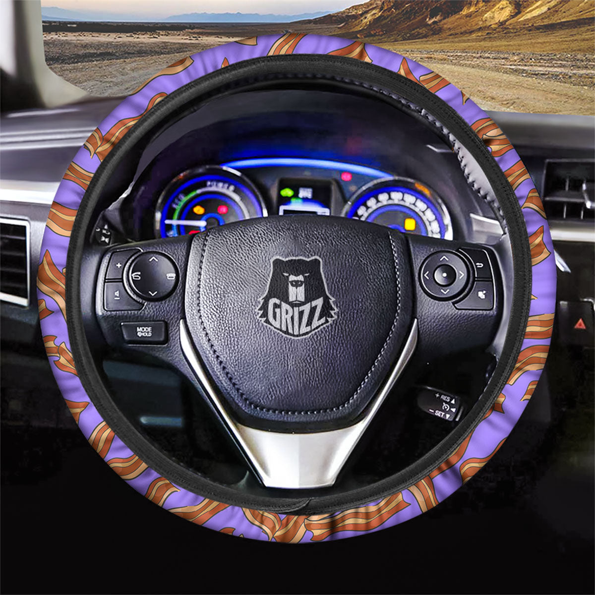 Bacon Purple Print Pattern Car Steering Wheel Cover-grizzshop