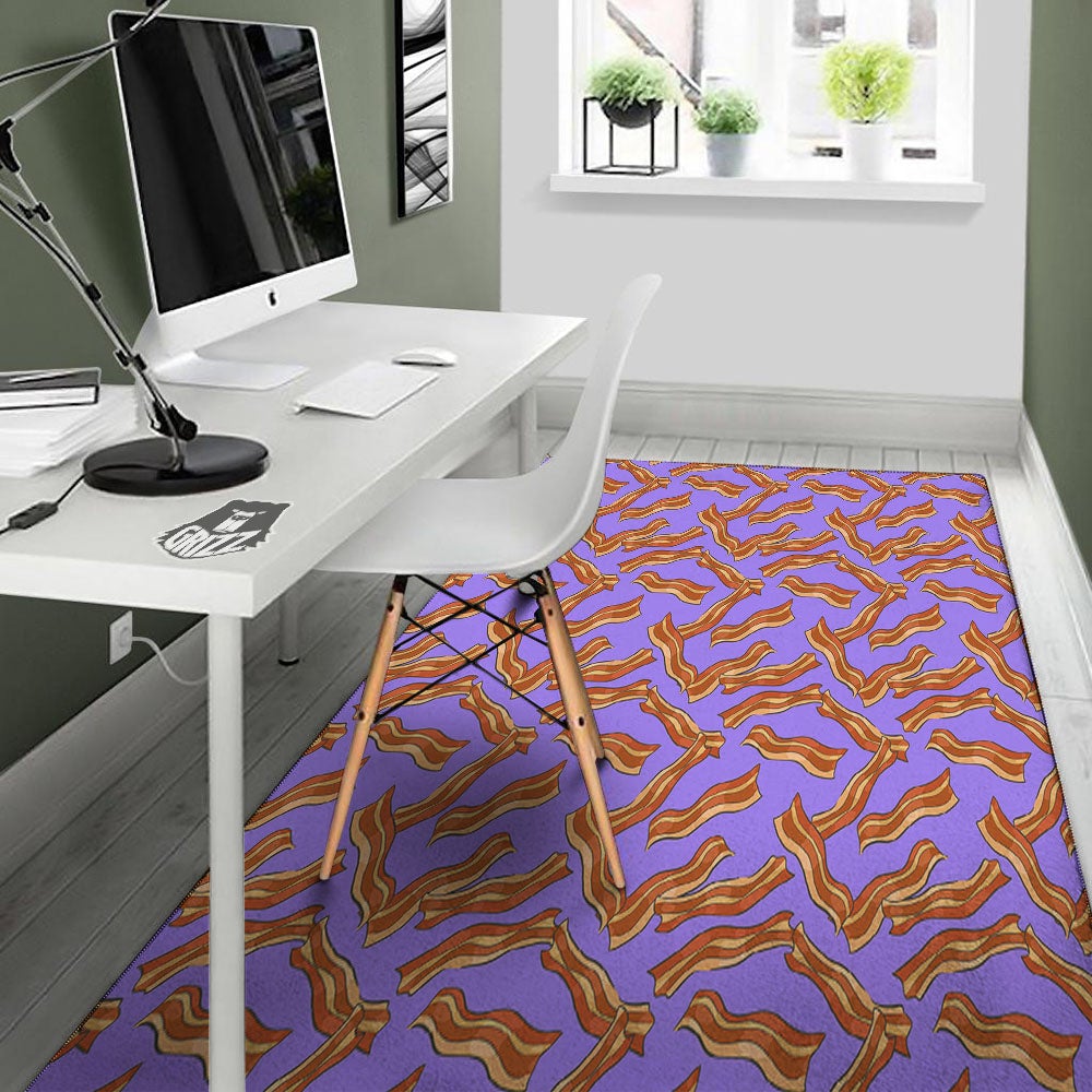 Bacon Purple Print Pattern Floor Mat-grizzshop