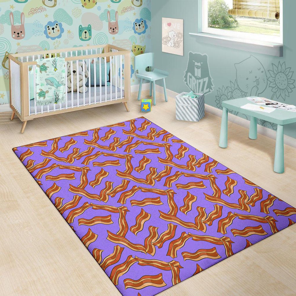 Bacon Purple Print Pattern Floor Mat-grizzshop