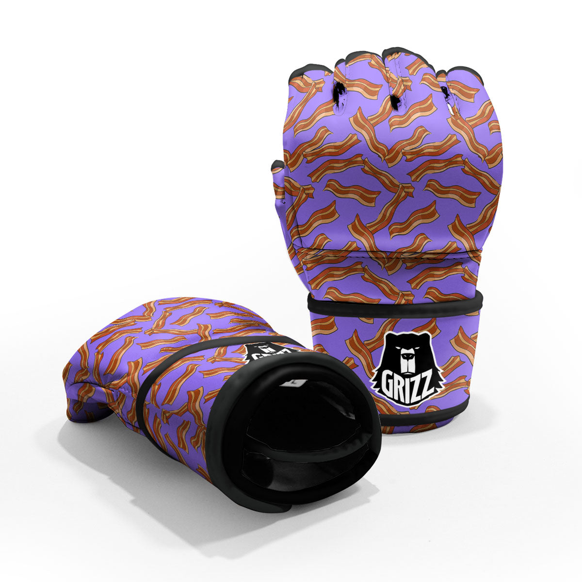 Bacon Purple Print Pattern MMA Gloves-grizzshop