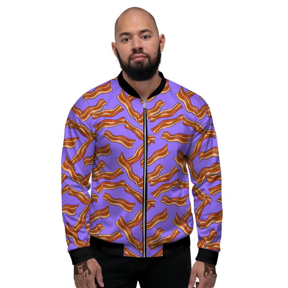 Bacon Purple Print Pattern Men's Bomber Jacket-grizzshop