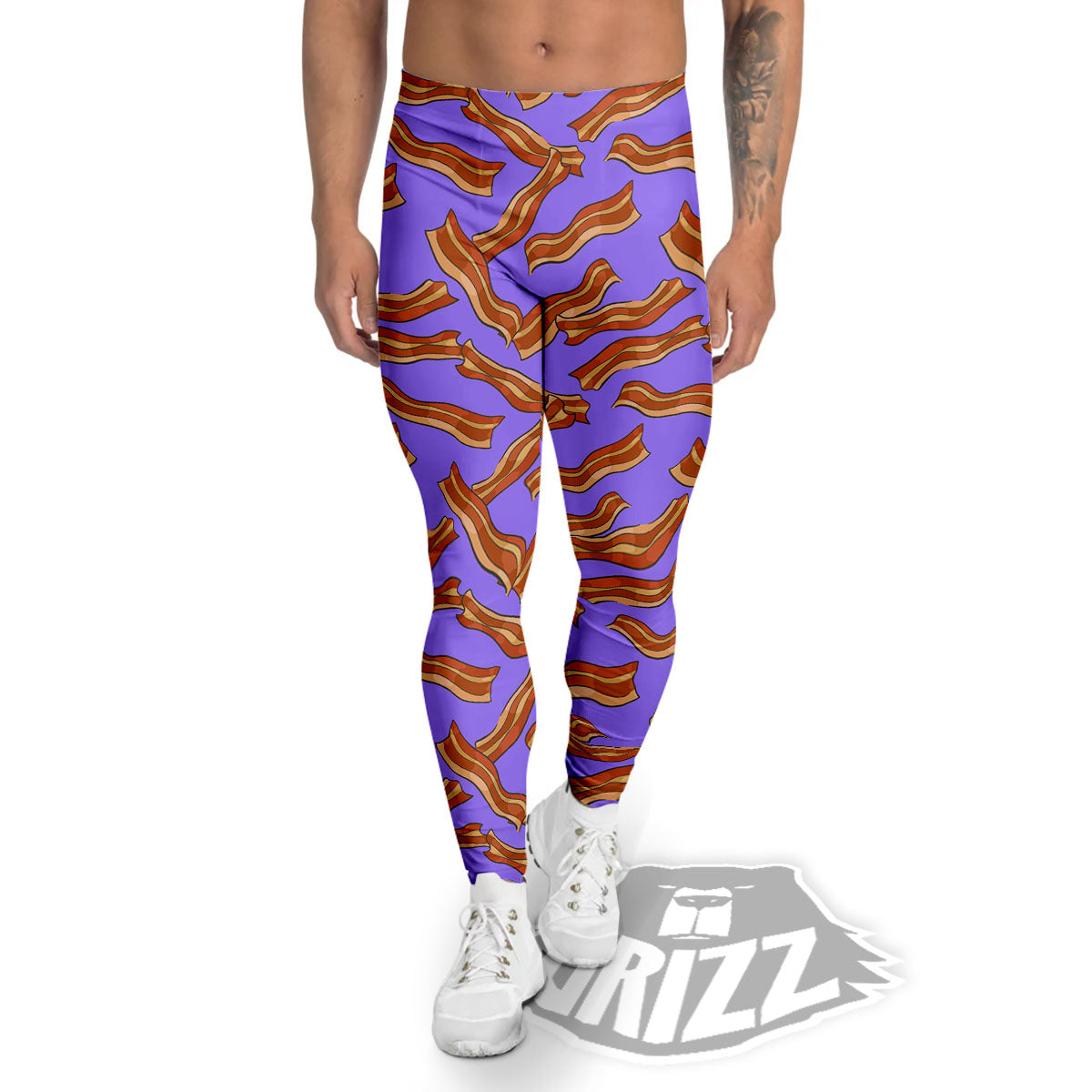 Bacon Purple Print Pattern Men's Leggings-grizzshop