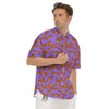 Bacon Purple Print Pattern Men's Short Sleeve Shirts-grizzshop