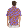 Bacon Purple Print Pattern Men's Short Sleeve Shirts-grizzshop