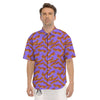 Bacon Purple Print Pattern Men's Short Sleeve Shirts-grizzshop