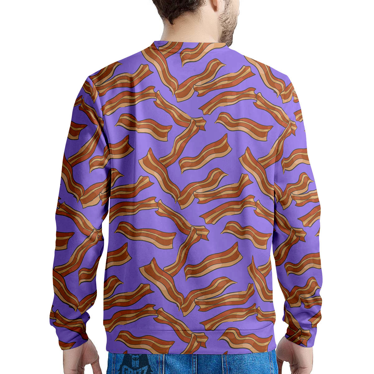 Bacon Purple Print Pattern Men's Sweatshirt-grizzshop