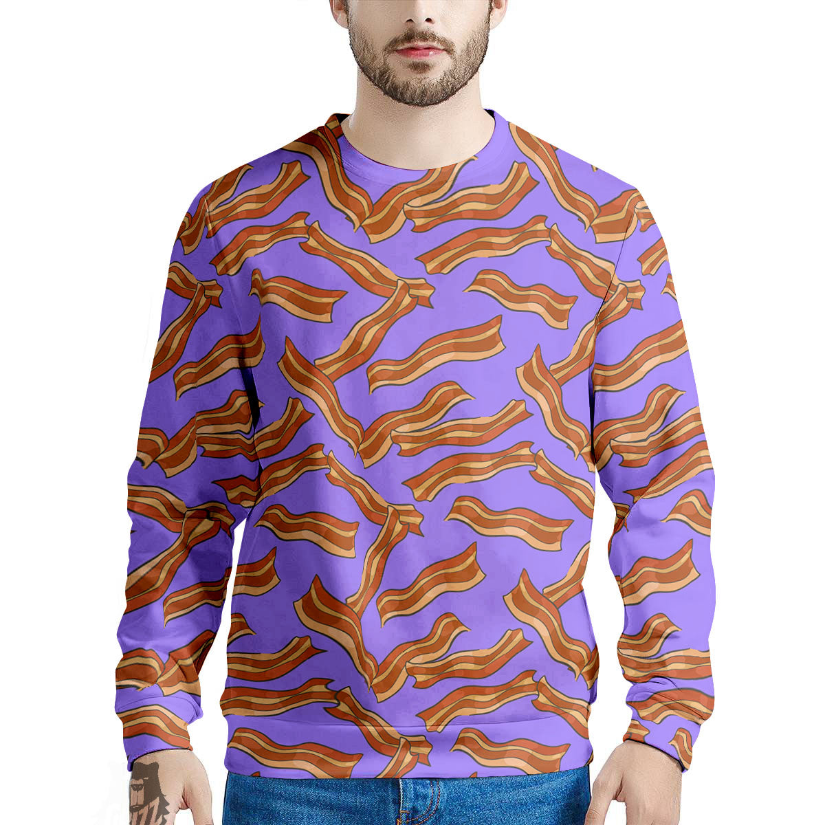 Bacon Purple Print Pattern Men's Sweatshirt-grizzshop