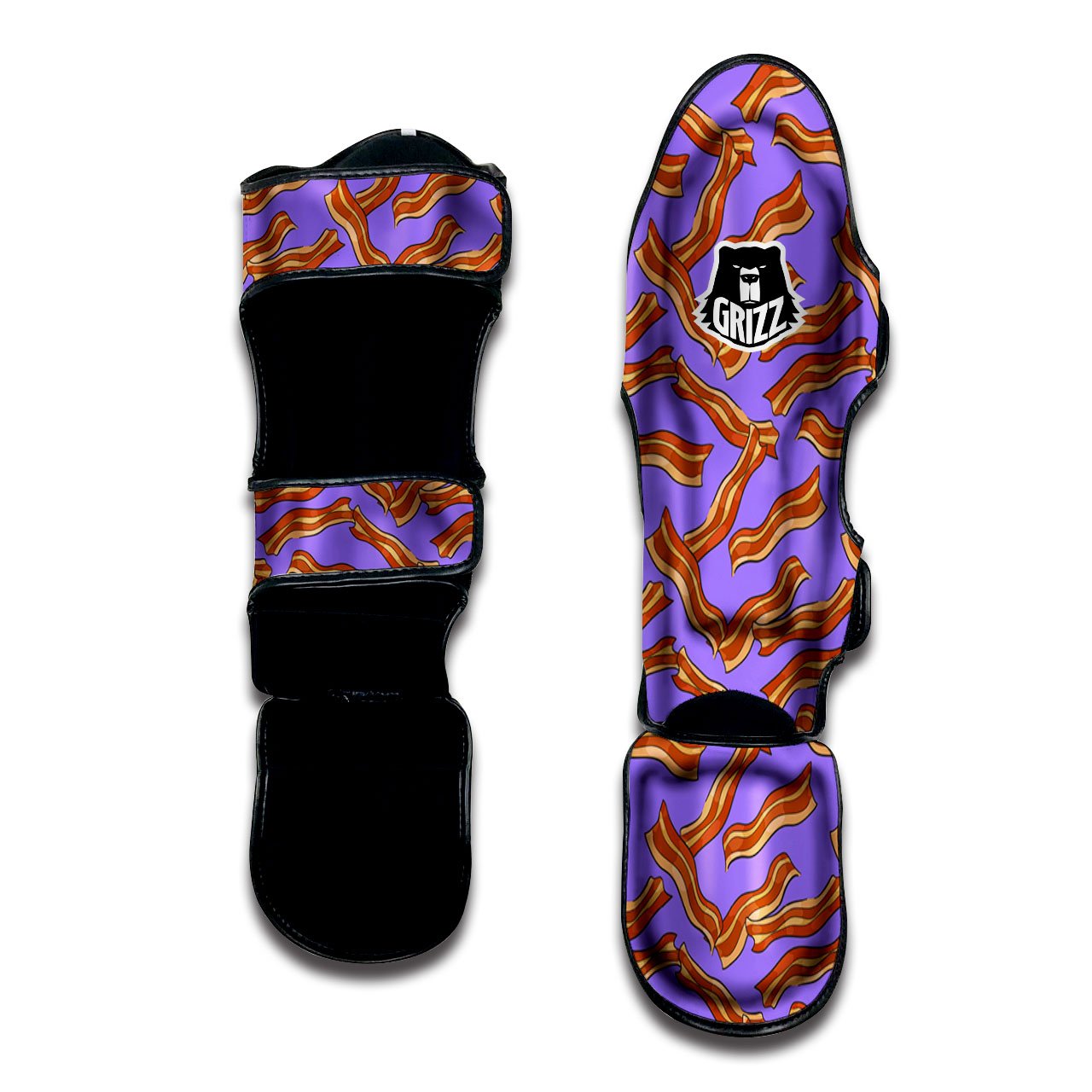 Bacon Purple Print Pattern Muay Thai Shin Guards-grizzshop