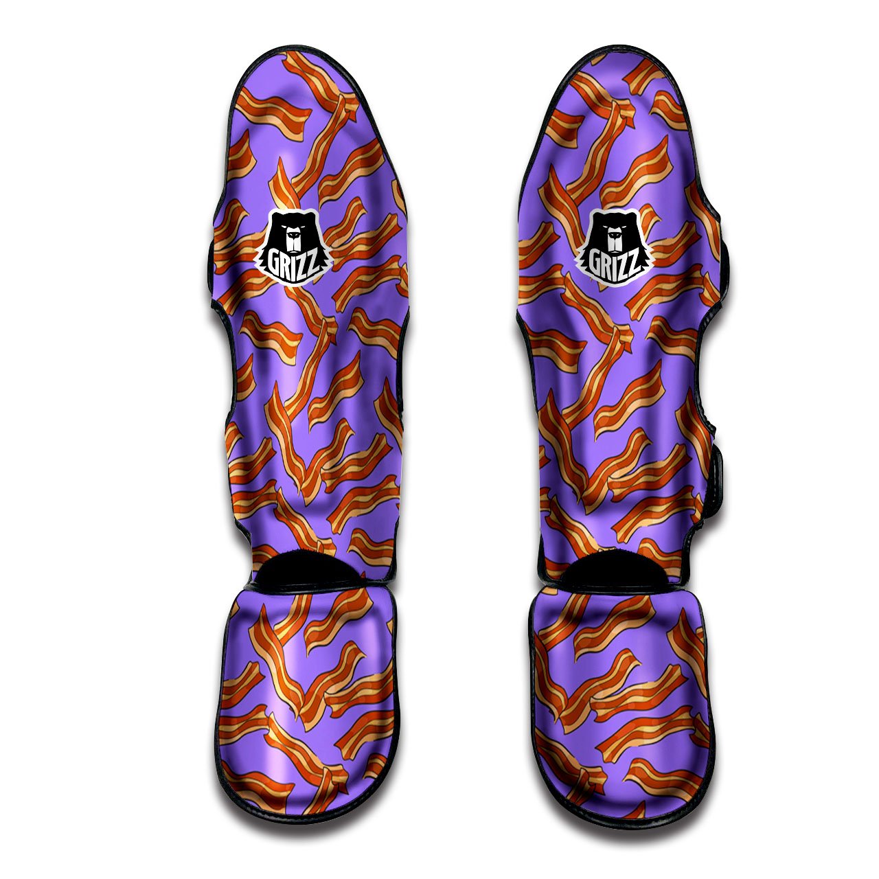 Bacon Purple Print Pattern Muay Thai Shin Guards-grizzshop