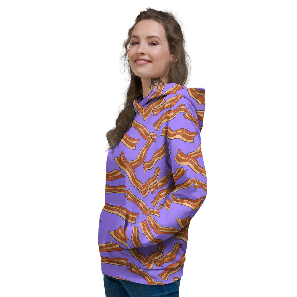 Bacon Purple Print Pattern Women's Hoodie-grizzshop
