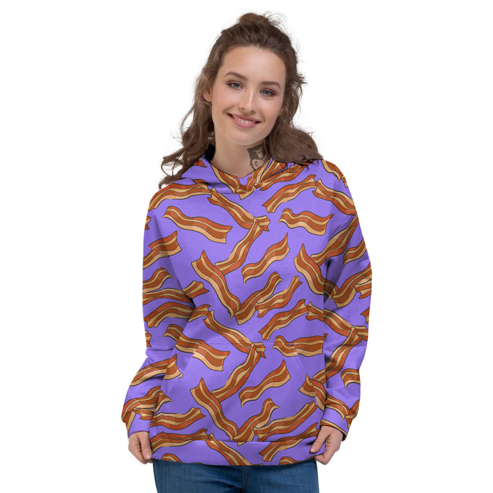 Bacon Purple Print Pattern Women's Hoodie-grizzshop
