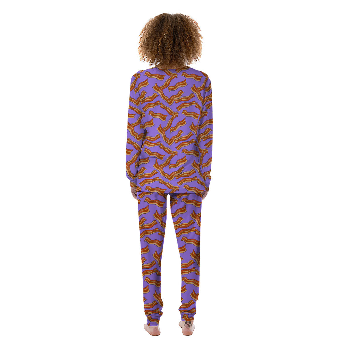 Bacon Purple Print Pattern Women's Pajamas-grizzshop