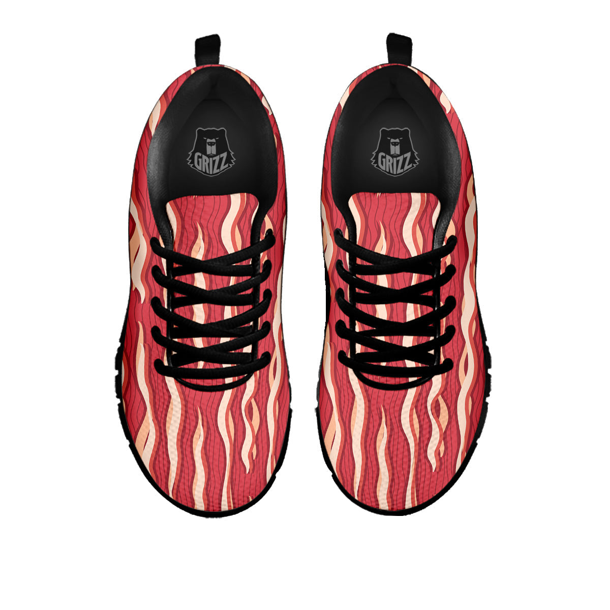 Bacon Texture Print Pattern Black Sneaker-grizzshop