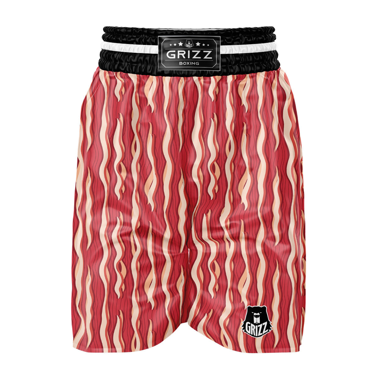 Bacon Texture Print Pattern Boxing Shorts-grizzshop
