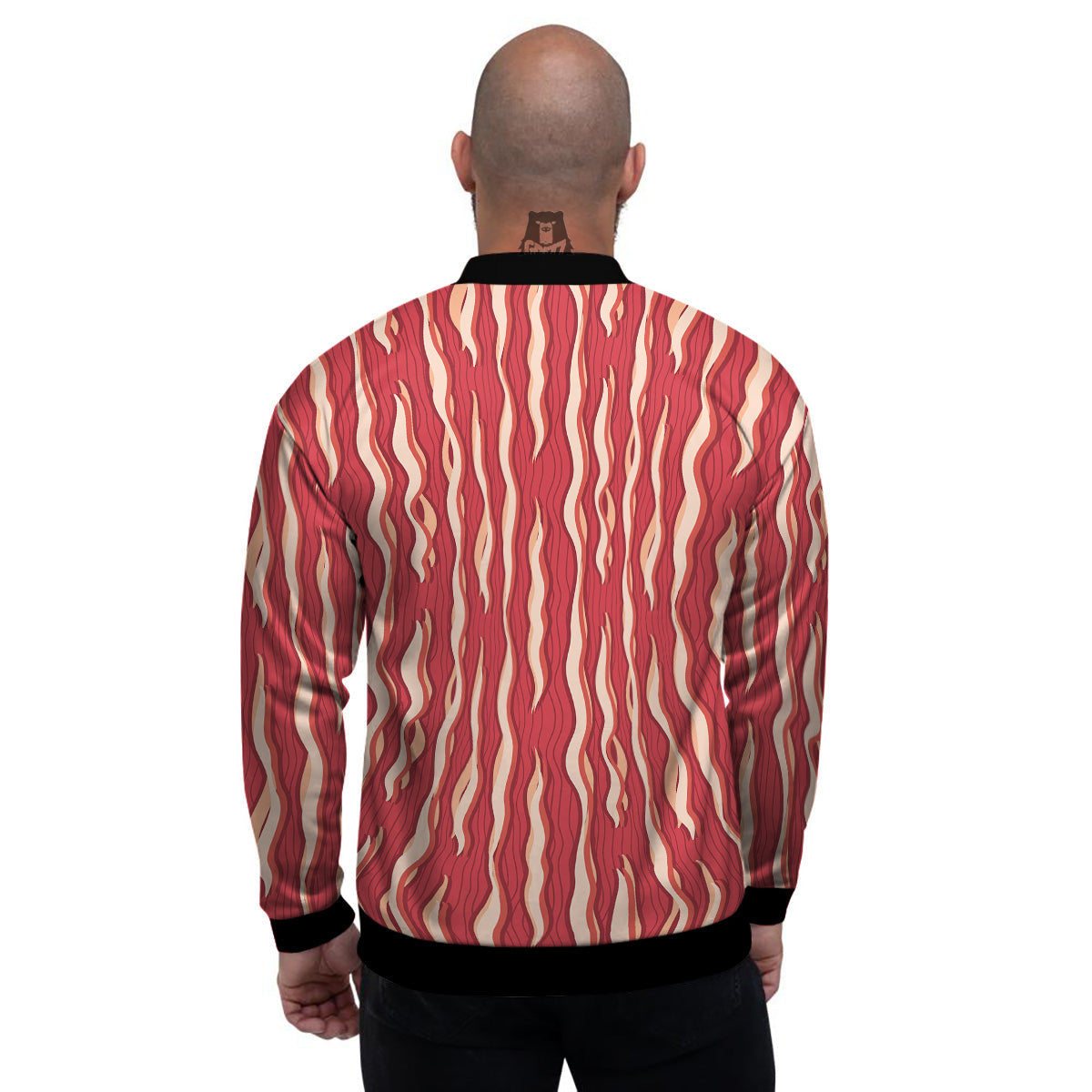 Bacon Texture Print Pattern Men's Bomber Jacket-grizzshop