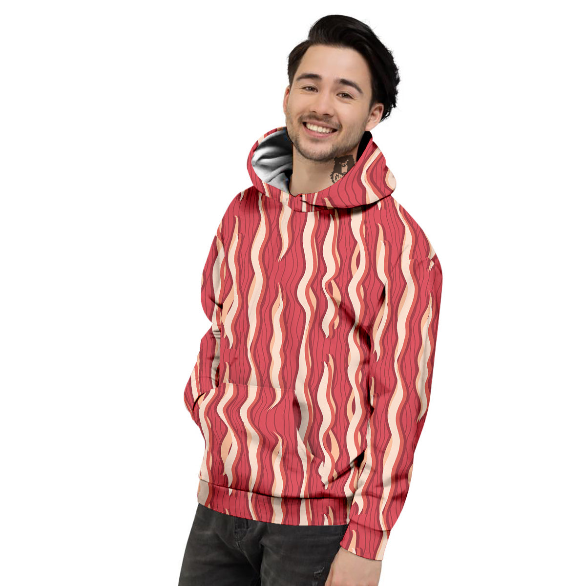 Bacon Texture Print Pattern Men's Hoodie-grizzshop