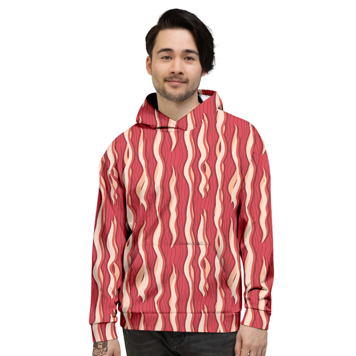Bacon Texture Print Pattern Men's Hoodie-grizzshop
