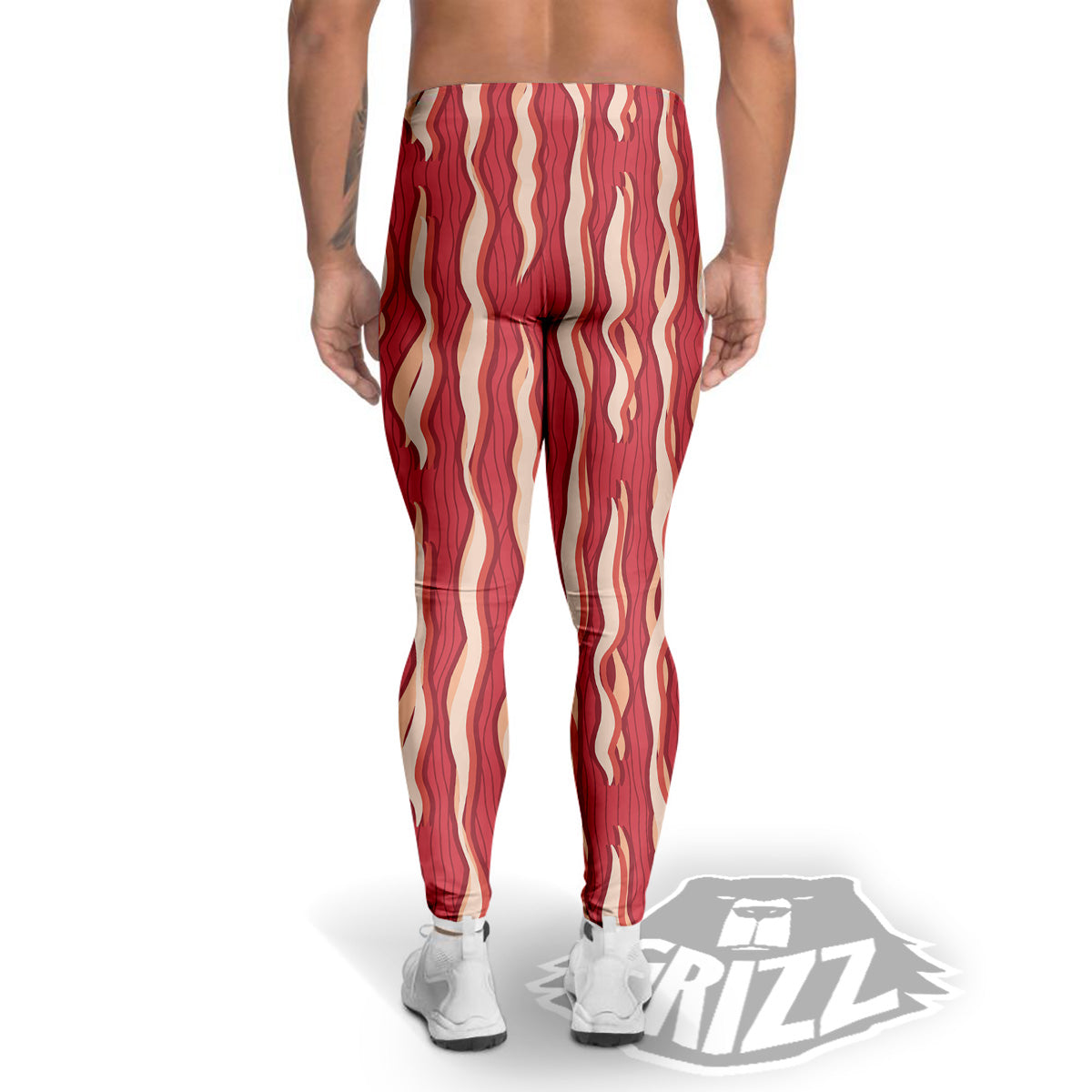 Bacon Texture Print Pattern Men's Leggings-grizzshop