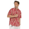 Bacon Texture Print Pattern Men's Short Sleeve Shirts-grizzshop