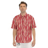 Bacon Texture Print Pattern Men's Short Sleeve Shirts-grizzshop