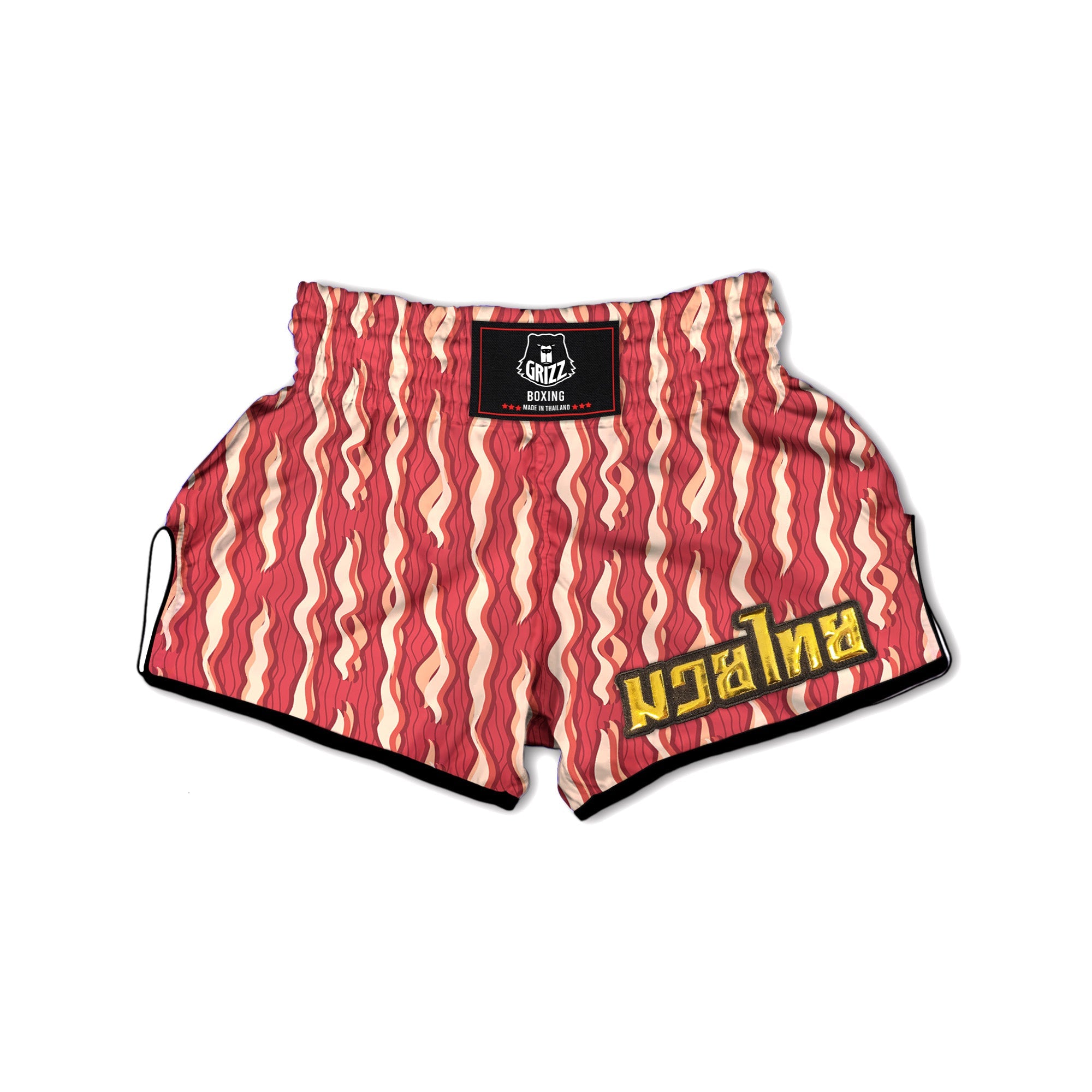 Bacon Texture Print Pattern Muay Thai Boxing Shorts-grizzshop