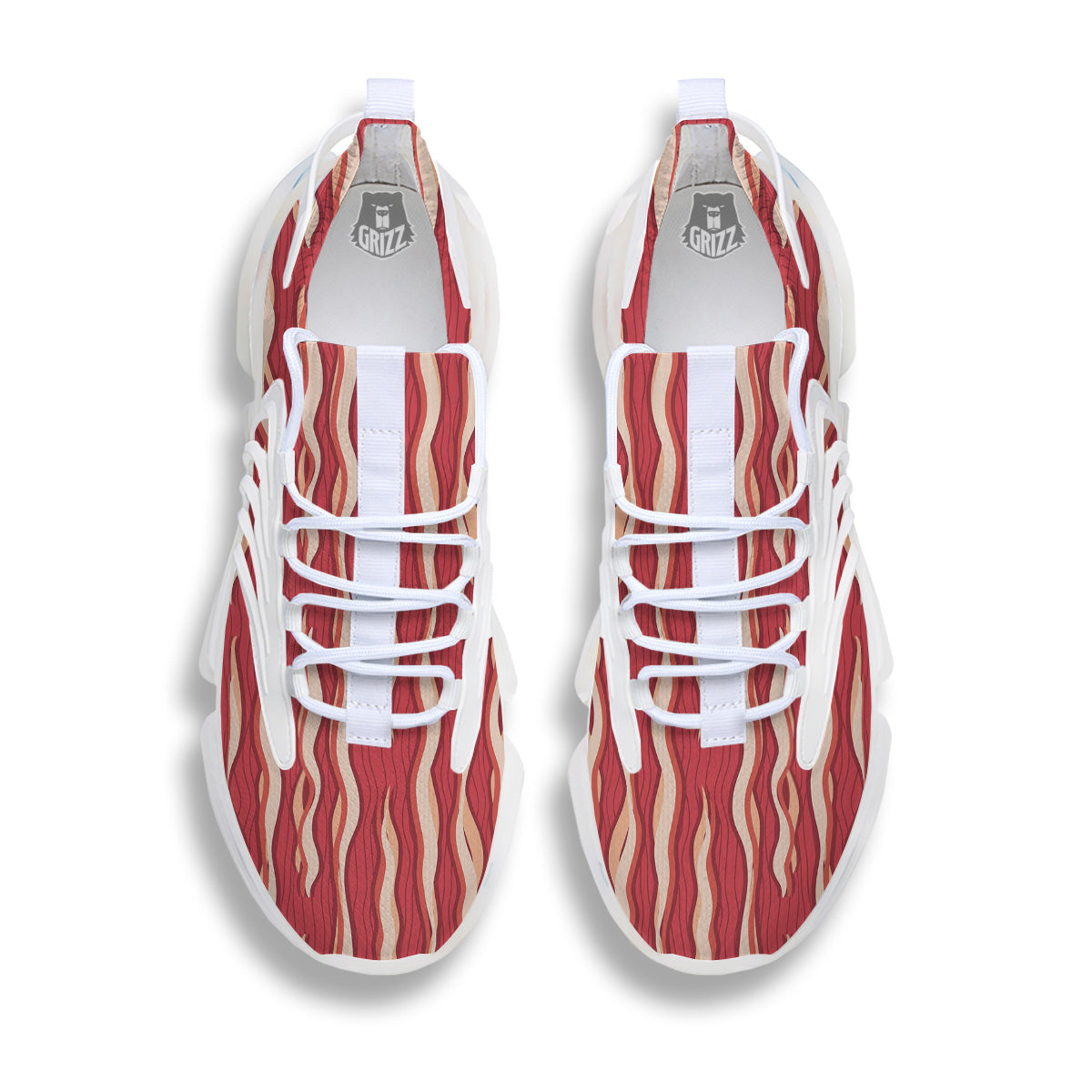 Bacon Texture Print Pattern White Gym Shoes-grizzshop